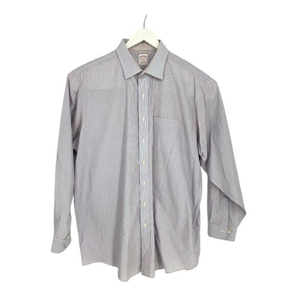 Brook Brothers Striped Dress Shirt Spread Collar Mens Button Up 18 6/7‎ - Picture 1 of 8